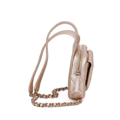 Chanel Backpack Gold Lambskin Gold