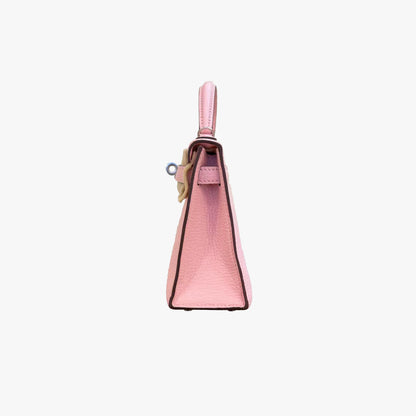 Hermès Mini Kelly in Sakura Chevre Leather with Palladium-Plated Hardware