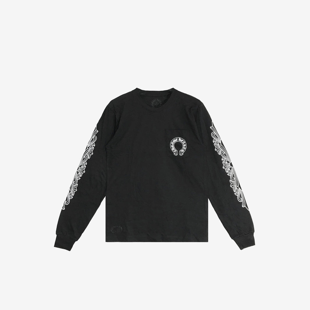 Chrome Hearts Black Horseshoe Long-Sleeve T-Shirt in Black Cotton (Sizes Available)