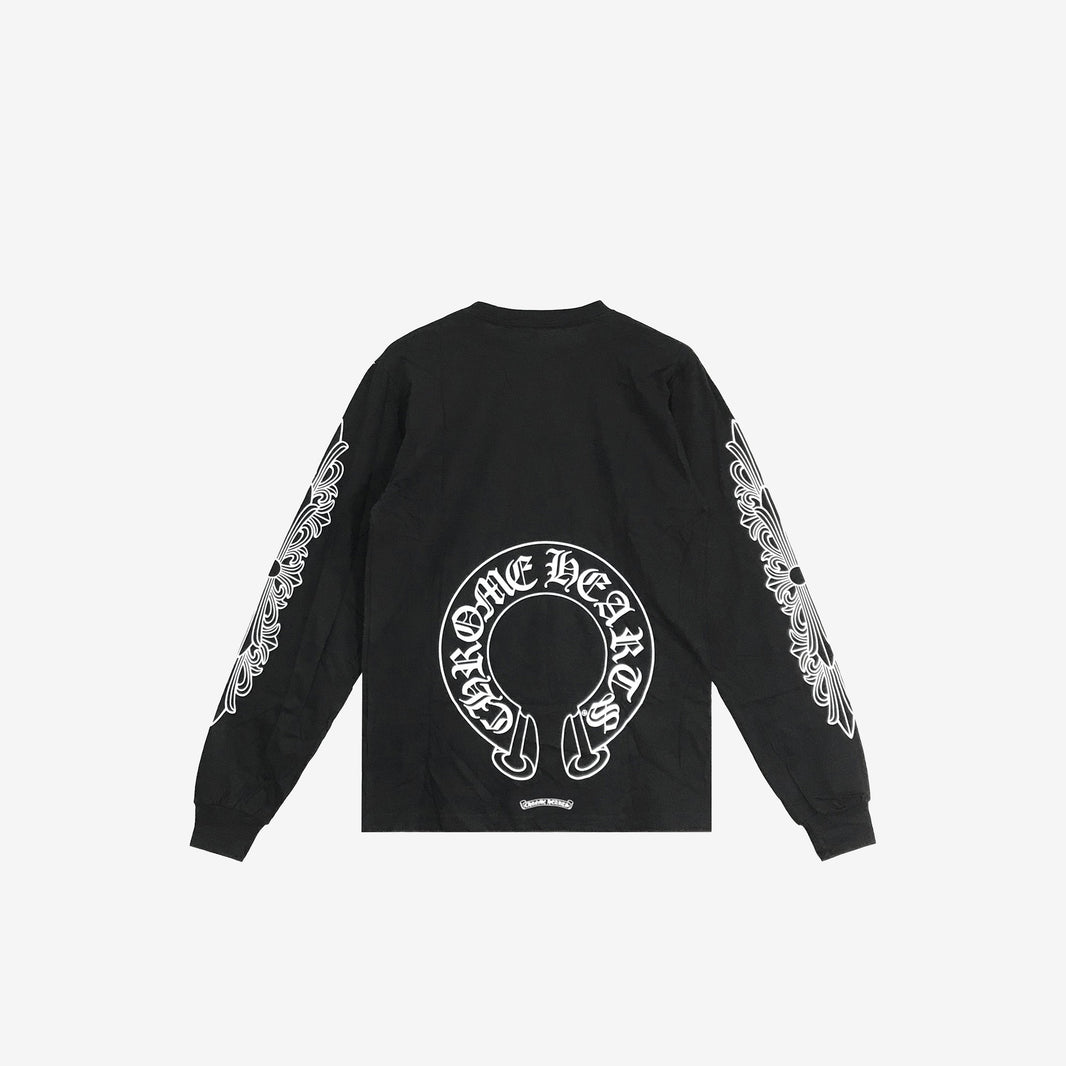 Chrome Hearts Black Horseshoe Long-Sleeve T-Shirt in Black Cotton (Sizes Available)