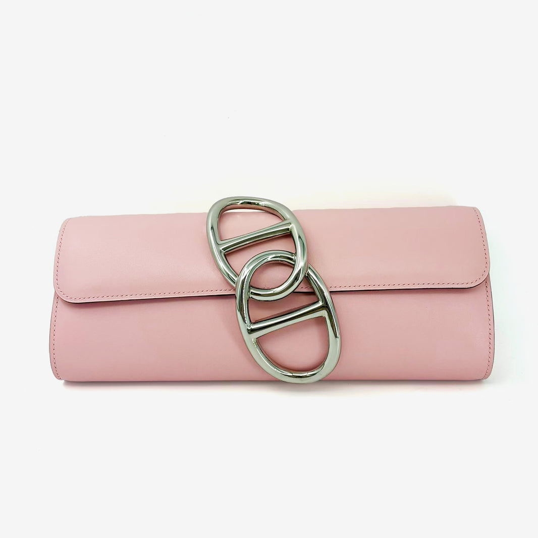 Hermès Égée Clutch Bag in Pink with Palladium-Plated Hardware