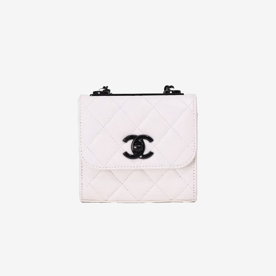 Chanel Mini Trendy CC Clutch with Chain in White Quilted Lambskin (Contact to Enquire)